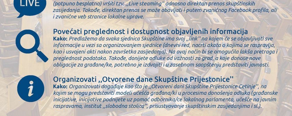 Aktivna zona: Inicijativa za uspostavljanje direktnog prenosa zasijedanja Skupštine Prijestonice Cetinje